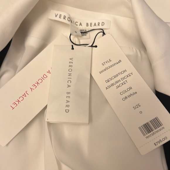 Veronica Beard Ashburn White Blazer with Black Contrasting Lapels - Picture 10 of 11